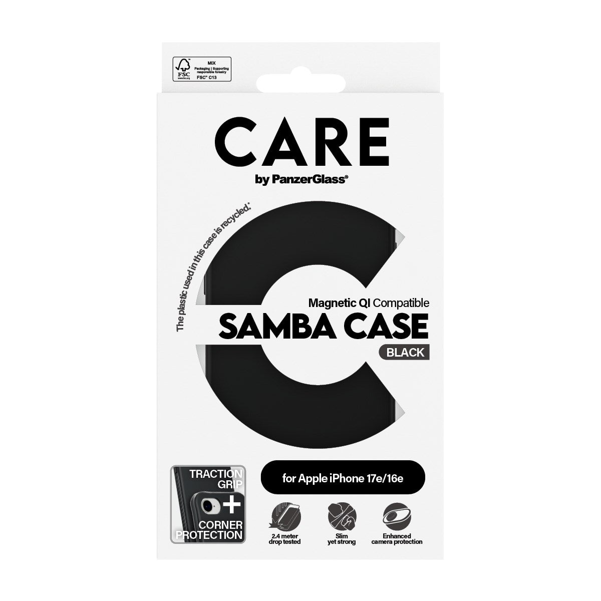 CARE™ by PanzerGlass® Samba Case Schwarz m. Qi Compatible iPhone 17e | 16e